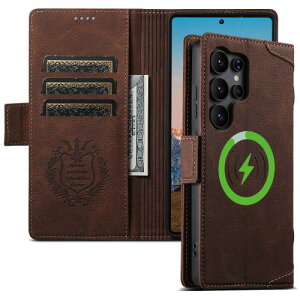 JCGOOD Samsung Galaxy S25 Ultra �P�[�X �J�o�[ �蒠�^ MagSafe�Ή� �{�v���U�[ �J�[�h���[ ���z�^ �}�O�l�b�g�� �X�^���h�@�\ ���^ �y�� �ϏՌ� �h�o �S�ʕی� �X�}�z�P�[�X �u���E�� 6.9�C���`�Ή�