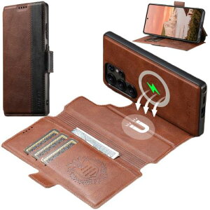JCGOOD Samsung Galaxy S24 Ultra �P�[�X �蒠�^ ������ 2in1 ���O���\ MagSafe�Ή��M�����N�V�[ S24 Ultra �P�[�X �蒠 �����^ �J�[�h���[ ���C�����X�[�d�Ή��T���X�� S24 �E���g�� �J�o�[ �X�^���h�@�\