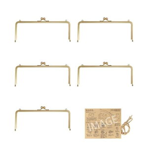 KIYOHARA 差し込み がま口 口金 角型 両カン 5個入 幅21cm G ゴールド 紙ひも・かんたんレシピ付き BM05-70S5