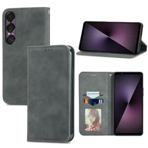 Xperia 1 VII SO-51F SOG15 / XQ-FS44 ケース 手帳型 xperia1vii 手帳型ケース エクスペリア1 VII カバー 多機能 財布型 カード収納 スタンド機能付き 360度保護 耐衝撃 携帯カバー 6色 WEKXP1VIIPT (グレー)