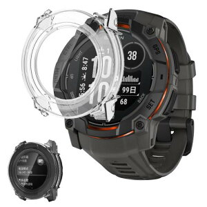 For GARMIN(�K�[�~��)Instinct 3 Dual Power/AMOLED 50mm ��p�P�[�XHVUYAL��̌^ �����K���X �ی�J�o�[ �S�ʕی� �����K���X��� 9H�ی�t�B����+PC�J�o�[ �����ȒP �ϏՌ� �����ߗ� �w��h�~ (�N���A)