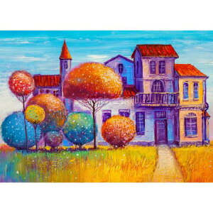 MISITU ジグソーパズル 1000ピース パズル 風景 絵画 植物 建物 カラフル 田舎 別荘 プレゼント 贈り物 誕生日 記念日 祝い クリスマス おしゃれ インテリア 幻想別荘 (50 x 70 cm)