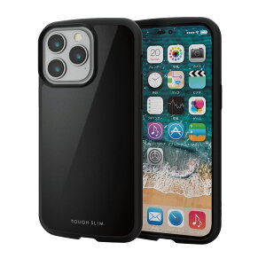 �G���R�� iPhone 14 Pro Max �P�[�X �J�o�[ �ϏՌ� �Ռ��z�� �n�C�u���b�h �y�� ���^ TOUGH SLIM �X�g���b�v�z�[���t�� �u���b�N PM-A22DTSLBK