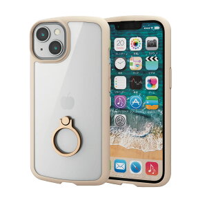 �G���R�� iPhone 14 / 13 �P�[�X �J�o�[ �����O�t�� �ϏՌ� �Ռ��z�� TOUGH SLIM LITE [�S���z�u�̃G�A�N�b�V�������Ռ����z��] �X�g���b�v�z�[���t�� �t���[���J���[(�A�C�{���[) �N���A PM-A22ATSLFCRIV
