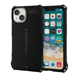 �G���R�� iPhone 14 / 13 �P�[�X �J�o�[ �ϏՌ� ZEROSHOCK �\�t�g�P�[�X TPU [�l�p�̃G�A�[�N�b�V�������Ռ����z��] �X�g���b�v�z�[���t�� �u���b�N �ȈՃp�b�P�[�W (����) PMWA22AZEROGBK