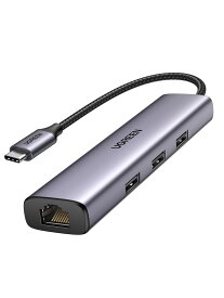 UGREEN USB-C LANアダプター 1000Mbps C to RJ45 4in1 3*USB3.0ポート 拡張 USBハブ MacBook Pro 13/14/16 Air iPad Surface Book XPS Chromebookなどに対応