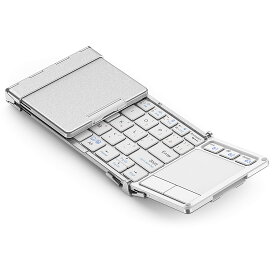 iClever Bluetooth ワイヤレス キーボード 折り畳み モバイルキーボード タッチパッド付き マルチペアリング ブルートゥース5.1 USB ipad ミニキーボード コンパクト アルミ製 Windows/Android/iOS/Mac など対応 (シルバー) IC-BK08