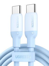 UGREEN USB Cケーブル 60W 急速充電 PD対応 シリコン素材採用 柔軟性 usbc ケーブル iPhone 15 、MacBook Pro、iPad 、Galaxy S22、Switch、Xperia等タイプCデバイス対応 0.5Mブルー