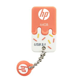 HP USBメモリ 64GB 高速 USB 3.1対応(Type-A Gen 1) 最大読出速度75MB/s、コーラル アイスクリーム ゴム製 耐衝撃 防塵 のフラッシュドライブ x778O HPFD778O-64