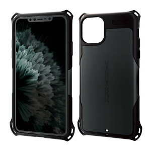 �G���R�� iPhone 11 Pro Max �P�[�X ZEROSHOCK �ϏՌ� [�������̏Ռ�����{�̂��Ռ��z���\�� (�Ռ��z���t�B�����t)] �X�g���b�v�z�[���t�� �u���b�N PM-A19DZEROBK