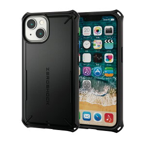 �G���R�� iPhone 14 / 13 �P�[�X �J�o�[ �ϏՌ� �Ռ��z�� ZEROSHOCK [5m�����ϐ�/�Ռ��z���f�ލ̗p/�n�j�J���\��] �Ռ��z���t�B�����t�� �X�g���b�v�z�[���t�� �u���b�N PM-A22AZEROSBK
