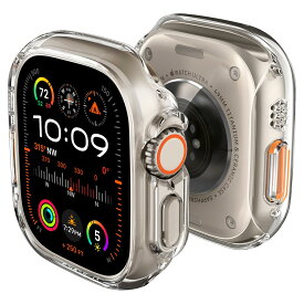 Spigen Apple Watch Ultra2 ケース/Apple Watch Ultra ケース 49mm 対応 落下 衝撃 吸収 簡易着脱 超薄型 シンプル スリム 軽量 保護カバー シン・フィット ACS05917 (クリスタル・クリア)