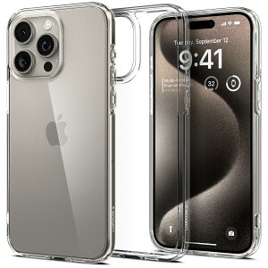 Spigen iPhone 15 Pro Max �P�[�X �N���A �X�g���b�v�z�[�� �ČRMIL�K�i �E���g���E�n�C�u���b�h ACS06565 (�N���X�^���E�N���A)