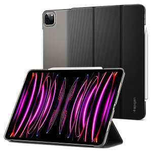 Spigen iPad Pro 12.9 �P�[�X ��6/5����(2022/2021)�p �O�܂� �X�^���h �J�o�[ Apple Pencil ���[ �[�d �X���� �y�� �I�[�g�X���[�v ���L�b�h�E�G�A�[�t�H���I ACS02884 (�u���b�N)