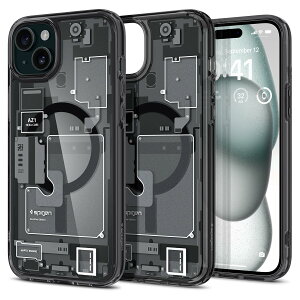 Spigen iPhone 15 �P�[�X MagSafe �N���A �ϏՌ� �ČRMIL�K�i�擾 �X�g���b�v�z�[�� ���ϗ}�� ���� �X�g���b�v�z�[�� 2�d�\�� �����Y�ی� �C�菝�h�~ MagSafe ���C�����X�[�d�Ή� �E���g���E�n�C�u���b
