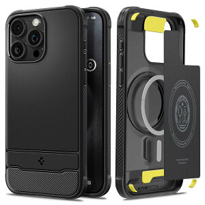 Spigen iPhone 15 Pro �P�[�X MagSafe �ϏՌ� �ČRMIL�K�i�擾 �}�b�g�� �}�O�l�b�g���� �����₷�� �J�[�{���f�U�C�� �Ռ��z�� ���菝�h�~ MagSafe ���C�����X�[�d�Ή� ���M�b�h�E�A�[�}�[�E�}�O�t�B