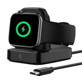 Spigen Apple Watch 充電器 スタンド [ MFi認証/USB-C 2m ] Apple Watch 9 / 8 / Ultra/Pro / 7 / 6 / 5 / 4 / 3 / 2 / 1 / SE (49/45/44/42/40/38mm) アップルウォッチ 充電器 (ブラック)