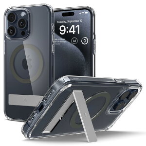Spigen iPhone 15 Pro Max �P�[�X �N���A MagSafe�Ή� �X�^���h�t�� �E���g���E�n�C�u���b�hS�E�}�O�t�B�b�g ACS06584 (�O���t�@�C�g)