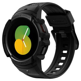 [Spigen] Galaxy Watch 5 バンド 44mm 一体型 ケース Galaxy Watch 4 対応 カバー 耐衝撃 PC TPU 二重構造 スポーツバンド 落下 衝撃 吸収 耐久性 傷防止 ラギッド・アーマー・プロ ACS03830 (ブラック)