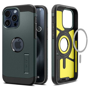 Spigen iPhone15Pro �P�[�X MagSafe �ϏՌ� �X�^���h�t�� �ČRMIL�K�i�擾 �}�O�l�b�g���� 3�w�\�� �J�����ی� ���h�~ �Ռ��z�� ���C�����X�[�d�Ή� �^�t�E�A�[�}�[ �}�O�t�B�b�g ACS06735 (�A�r�X�E�O