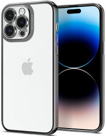 Spigen iPhone 14 Pro ケース 一体型レンズ保護 TPU バンパー ケース 滑り止め すり傷防止 柔軟 一体型レンズ保護ケース 背面クリア ワイヤレス充電対応 オプティック・クリスタル ACS04979 (クローム・グレー)