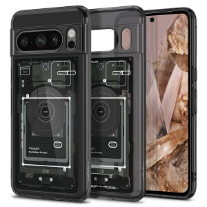 Spigen Google Pixel 8 Pro �P�[�X �N���A TPU �o���p�[�P�[�X 2�d�\�� �ČRMIL�K�i�擾 �ϏՌ� ���菝�h�~ ���΂ݖ��� ���C�����X�[�d�Ή� �E���g���E�n�C�u���b�h ACS06316 (�[���E����)