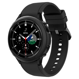 Spigen Galaxy Watch 4 Classic ケース 46mm ベゼル回転 体組成測定 可能 落下 衝撃 吸収 簡易着脱 シンプル スリム 軽量 保護カバー リキッド・エアー ACS03140 (ブラック)