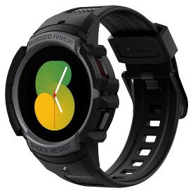 [Spigen] Galaxy Watch 5 バンド 44mm 一体型 ケース Galaxy Watch 4 対応 カバー 耐衝撃 PC TPU 二重構造 スポーツバンド 落下 衝撃 吸収 耐久性 傷防止 ラギッド・アーマー・プロ ACS03164 (チャコール・グレー)