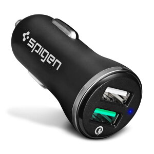 Spigen �J�[�`���[�W���[ �}���[�d 2�|�[�g Quick Charge 3.0 USB 000CG20643(�u���b�N)