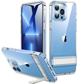 ESR iPhone 13 Pro Max ケース メタルキックスタンドケース 特許取得キックスタンド 3wayスタンド 角度調整可能 米軍MIL規格 SGS認証 透明 スリム 軽量 柔軟なフレーム 硬い背面カバー スタンドにロゴなし 6.7インチ クリア