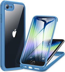 Miracase iPhone SE 第3世代 用 ケース SE3 SE2 第2世代 iPhone 8用スマホケース iPhonese 4.7インチ 9H強化両面ガラス フルカバー ワイヤレス充電対応 (カプリブルー)
