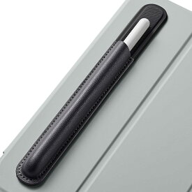 ESR ペンシルホルダー Apple Pencil（第2/1世代）対応 スタイラスペン用 ヴィーガンレザー タッチペンホルダー しっかりペンシル保護 接着シール式 紛失防止 ペンシルケース ブラック