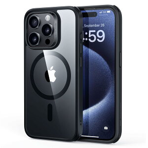 ESR for iPhone 15 Pro �P�[�X MagSafe�Ή� �ČRMIL�K�i�̕ی� �ω��� ���ɋ����w�� iPhone 15 Pro�p ���C�X�}�z�P�[�X �N���A-�u���b�N Classic�V���[�Y