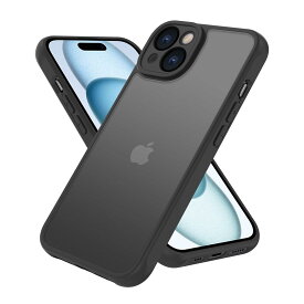 iPhone15 ケース マット 半透明 iphone15 カバー 耐衝撃 指紋防止 アイフォン 15 米軍MIL規格 iPhone 15 用 ケース カバー 黄変防止 スマホケース iphone 15 6.1インチ 対応 PinLiSheng(iPhone 15, ブラック)