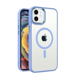 iphone11 ケース iphone11ケース magsafe対応 背面クリア アルミニウム合金ボタンとレンズ 米軍MIL規格 スマホカバー ワイヤレス充電 アイホン11 クリア 超耐衝撃 ストラップホール付き PinLiSheng(Light blue, iPhone 11)