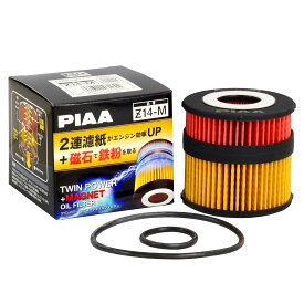 PIAA オイルフィルター オイルエレメント ツインパワー+マグネット 《当社独自開発の2連濾紙構造＋マグネットリング採用の最高機能エレメント》 1個入 [トヨタ/マツダ車用] ハリアー・レクサス・クラウン_他 Z14-M