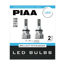 PIAA(ピア) PIAA ヘッドライト/フォグライト用 LED 6000K BRILLIANT WHITE 12V 28W 4000lm H8/9/11/16 2年保証 車検対応 2個入 X7389