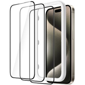 JEDirect iPhone15ProMax(15 Pro Max 6.7C`p) SʕیtB KXtB  KChgt P[XɊȂ HDNA 3Zbg