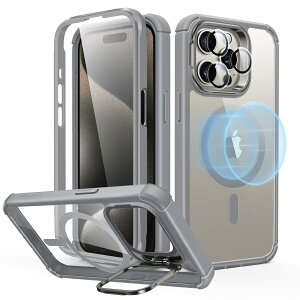 ESR iPhone 15 Pro Max�P�[�X �S�ʑϏՌ� MagSafe�P�[�X �ČRMIL�K�i�����̕ی� iPhone 15 Pro Max�p�}�O�l�b�g�P�[�X �X�^���h�t�� 2�p�[�g �^�t�P�[�X Armor�V���[�Y �N���A�O���[