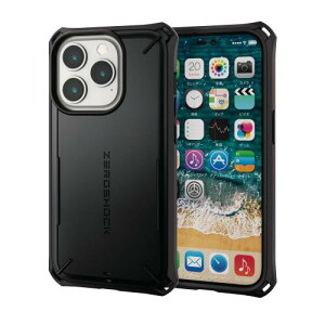 �G���R�� iPhone 14 Pro �P�[�X �J�o�[ �ϏՌ� �Ռ��z�� ZEROSHOCK [5m�����ϐ�/�Ռ��z���f�ލ̗p/�n�j�J���\��] �Ռ��z���t�B�����t�� �X�g���b�v�z�[���t�� �u���b�N PM-A22CZEROSBK
