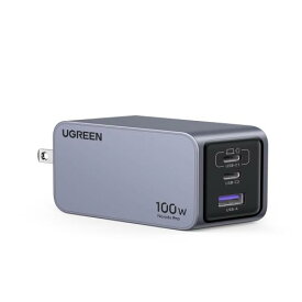 UGREEN Nexode Pro 充電器 100W 3ポート 小型で軽量 新生代GaNInfinity™チップ＋UGREEN独自Airpyra技術PD急速充電器 USB-C*2とUSB-A*1 PD3.0/QC4+対応 折畳み式プラグ ノートPC iPad iPhone15 Galaxy S24 Pixel8 XPeria5以降対応 galaxy超急速充電45W対応 PSE技術基準適合