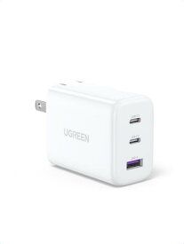 UGREEN 充電器 Type-C 65W 3-in-1急速充電器 単ポート最大65W出力 USB-C*2＆USB-A*1 22.5W 3ポート 充電保護システム PD3.0 PPS規格対応 折りたたみ式 iPhone16/15/14/MacBook/iPad/Galaxy/Android各種 その他USB-C機器対応 PSE技術基準適合 白