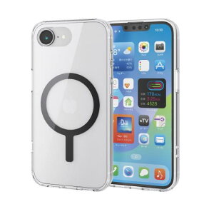 �G���R�� iPhone 16e �P�[�X �ϏՌ� �Ռ��z�� �w�ʏ����h�~ �}�O�l�b�g ���C�����X�[�d�Ή� �����Y�ی� MAGKEEP �u���b�N PM-A25SMAG02BK