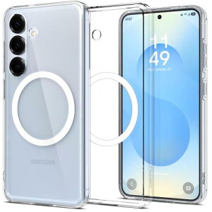 Spigen Galaxy S25 �P�[�X �N���A Magfit�Ή� �ϏՌ� ���^ �y�� �X�g���b�v�z�[�� ���ϖh�~ �ČRMIL�K�i ���� �G�A�X�L���E�n�C�u���b�h�E�}�O�t�B�b�g ACS09011 (�N���A�E�z���C�g)