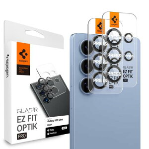 Spigen Galaxy S25 ULTRA �J�����ی�t�B���� 9H�d�x�����K���X �\��t���L�b�g�t�� �M�����N�V�[S25�E���g���Ή� �����Y�v���e�N�^�[ 2���� (�u���b�N) AGL09081