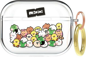 elago AirPods Pro 対応 ケース クリア ラインフレンズ ライセンス グッズ かわいい 耐衝撃 透明 カバー カラビナ 付き クリアケース [ Apple AirPodsPro MWP22J/A エアーポッズPro エアポッツ プロ エアー