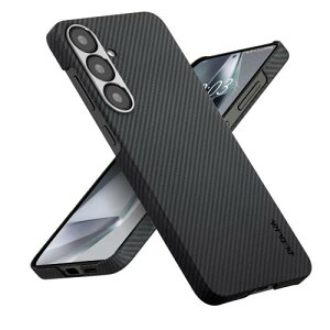 「PITAKA」Galaxy S25 ケース MagSafe対応 アラミド繊維製 高級なカーボン風 超薄 超軽量 耐衝撃 ミニマリスト シンプル デザイン ワイヤレス充電 対応 カバー 黒/グレーツイル柄