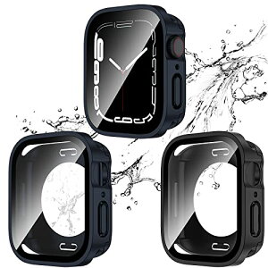 2ZbgApple Watch p hP[X 45mm pGbWfUC 2 in 1 Sʕی Series 9/8/7 Jo[ KXtB̌^ d\ PCۑf ȒP iWatch (45mm, ubN  ~bhiCg)