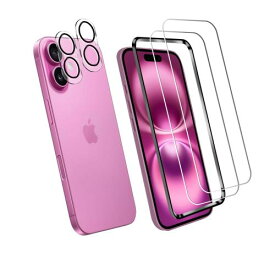 対応 iPhone 16 ガラスフィルム ガイド枠付き2*強化ガラス 2*カメラフィルム 液晶 ガラス 超薄型 保護フィルム アイフォン16 保護フィルム 日本旭硝子素材AGC 高透過率 硬度9H 気泡防止 飛散防止 いiPhone 16 用の 液晶保護ガラスフィルム PCduoduo 簡単貼り付け