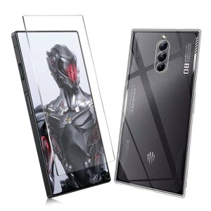 2枚セット1枚 FOR REDMAGIC 8 Pro 用のガラスフィルム + 1枚 FOR REDMAGIC 8 Pro 用の保護カバー透明保護 REDMAGIC 8 Pro TPU ソフト シリコンケース 強化ガラス / 硬度9H / 撥油性/保護フィルム PCduoduo